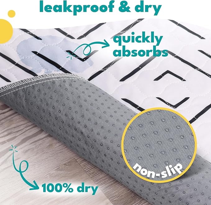 NALALAS Washable Pee Pads for Dogs - Reusable Puppy Pads, Waterproof Training Mats, Non-Slip Dog Bed Pads, 34"x36" Ultra Absorbent Whelping Pads