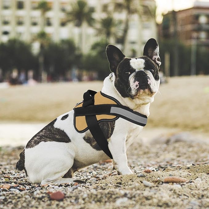 Bolux Dog Harness, No-Pull Reflective Dog Vest, Breathable Adjustable Pet Harness with Handle for Outdoor Walking - No More Pulling, Tugging or Choking (Army Yellow, S)