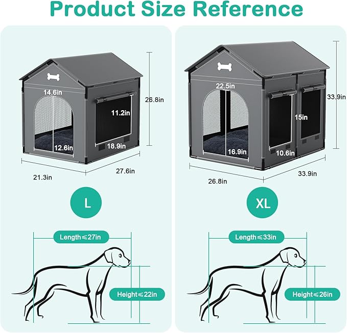 Large Indoor Dog House Dog Kennel Bed Mat with Cushion for Small Medium Large Dogs Cats, Winter Warm Cat Nest Puppy Cave Sofa Pet Products Easy Assembly, 27.6 * 21.3 Inches