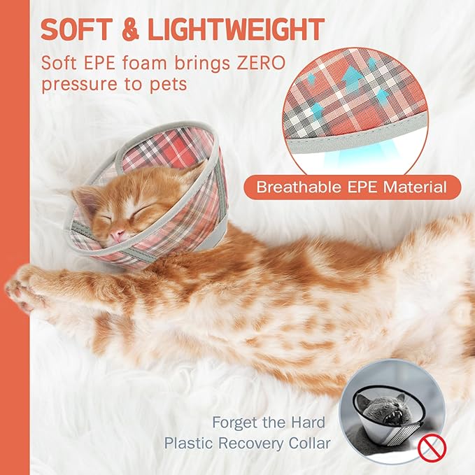Cat Cone Collar Soft, Cat Recovery Collar for Large Medium Small Cats Kittens, Kitten Cone Alternative After Surgery
