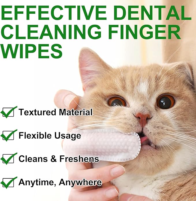 ALIVO Dental Teeth Cleaning Wipes for Dogs & Cats, Remove Bad Breath by Removing No-Rinse Dog Finger Toothbrush, Disposable Gentle Cleaning Pet Dental Care Wipes, 50pc