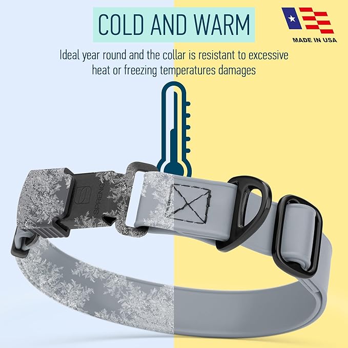 Dogline Biothane Waterproof Dog Collar with Herm Sprenger Black Stainless Steel Quick Release Buckle – Heavy Duty Tactical Durable Collar for Dogs – Comfortable and Safe Pet Collar W3/4" L12-19 Gray