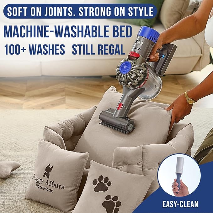 Luxury Dog Bed Chesterfield – Handcrafted Velvet Throne for Dogs | Joint Support, Calming & Temp-Regulating Comfort | Durable 5+ Years, Anti-Claw, Washable 100+ Times –Ivory, Size: XS