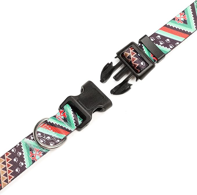 Mercano Adjustable Dog Collar - Special Design Patterns, Soft Nylon Comfortable Durable Pet Collar for Small Medium Large Dogs (M, Ethnic Green)