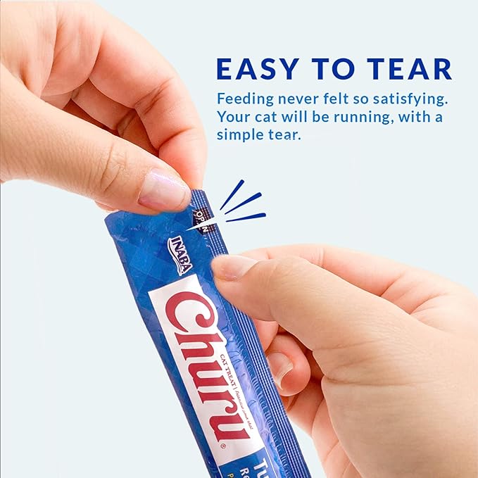 INABA Churu Cat Treats, Lickable, Squeezable Creamy Purée with Vitamin E, 0.5 Ounces per Tube, 120 Tubes Total, Tuna Variety