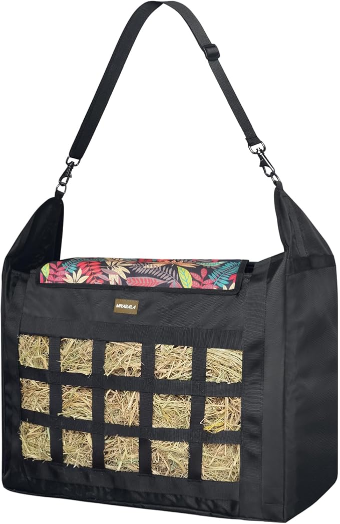 Hay Bag for Horses,Slow Feeder for Horse/Donkey/Goat, Premium 1680D Oxford Cloth,Easy to Fill and Hang with Extra Large Opening（Leaf）