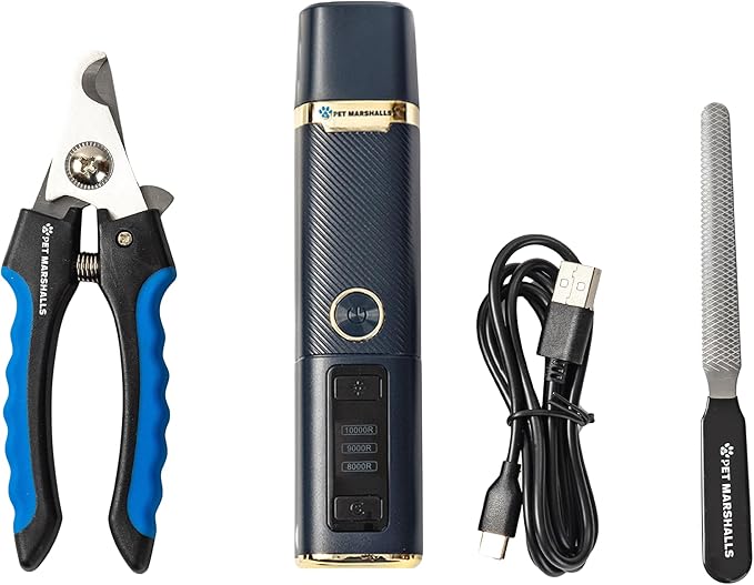 3-in-1 Cat & Dog Nail Grinder with Clipper & File, Quiet LED Trimmer, 3-Speed Pet Grooming Tool, Rechargeable 2000mAh Battery