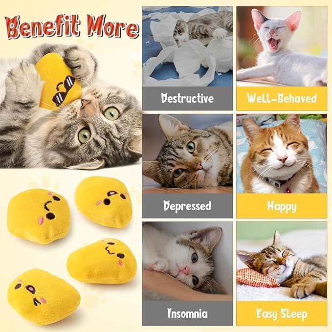 L1rabe Nuggets Catnip Stuffed Toys - 5Pcs Fall Funny Yellow Fried Chicken Nuggets Indoor Cat Toys, Kitten Chew Bite Kick Interactive Supplies for Pet Lovers Kitten Birthday Present Autumn Harvest Gift