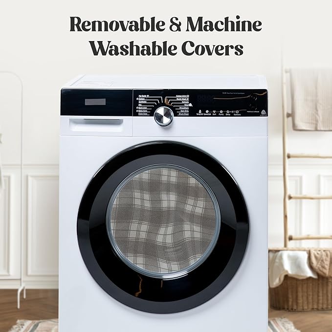 Orthopedic Bolster Dog Bed – CertiPUR-US Foam, Recycled Polyester Canvas, Washable Cover, Anti-Slip Bottom, Medium, Navy Plaid – Stylish Designer Dog Sofa