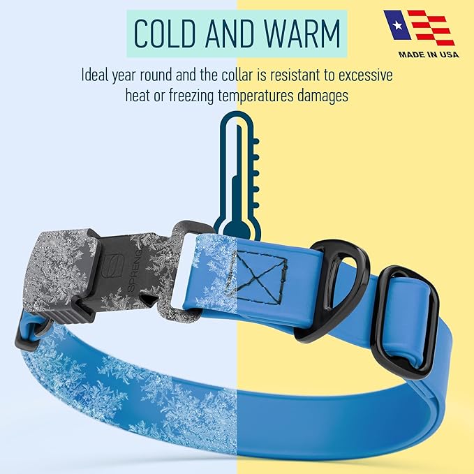 Dogline Biothane Waterproof Dog Collar with Herm Sprenger Stainless Steel Quick Release Buckle – Heavy Duty Tactical Durable Collar for Dogs – Comfortable and Safe Pet Collar, W 1" L 15-25", Blue