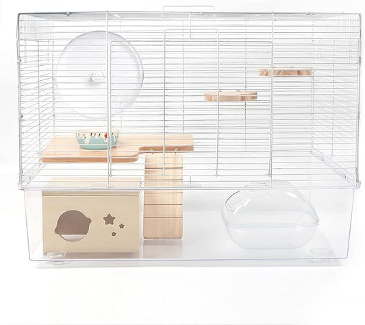 BUCATSTATE Hamster Cage 3-Level with Accessories, Includes Free Exercise Wheel, Water Bottle, Food Bowl & Hamster Hideout, Large Hamster Cage for Dwarf Hamster, Mice, Degus (24.4" L*13.7 "W*16.9" H)