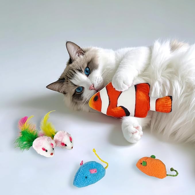 21-Piece Cat Toys Set, Interactive Tunnel, Balls, Mice, Feather Wands, Catnip Toys(Rainbow Cat Tunnel)