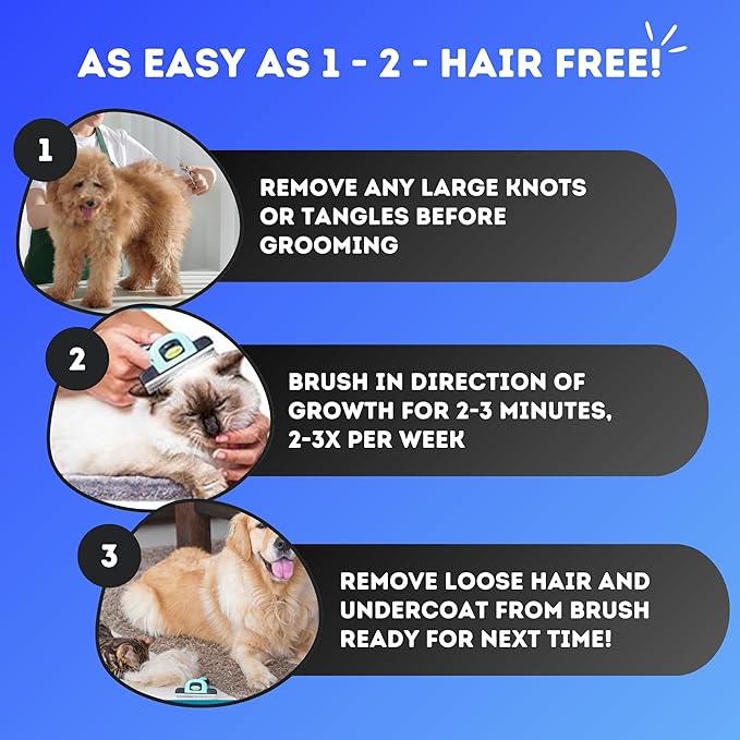 DakPets Deshedding Tool | Stainless Steel Grooming Brush for Shedding Fur Removal - Cats and Dogs