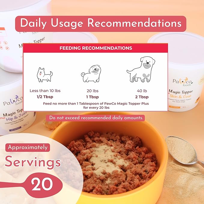 PawCo Magic Topper Heart Health - Dog Food Topper with Taurine, Grain-Free Meal Enhancer for Energy Support, 160g