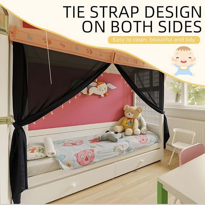 4 Corners Mosquito Net for Mosquiteros para Camas Bed Canopies Netting Bed Drapes Rectangular Mosquito Mesh for Camping Home Outdoor Travel(Black,L87 X W79 X H79 Inch,Opening)