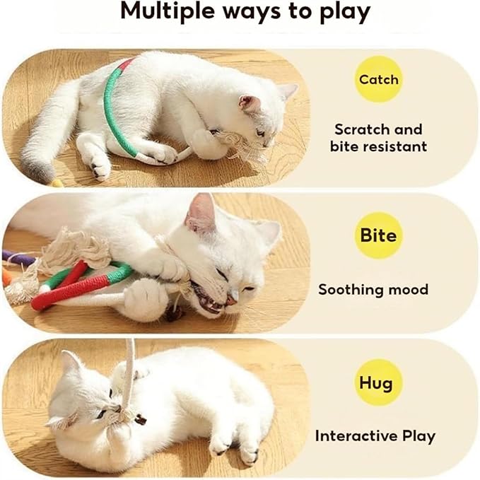 Celery Pets Cat Chew Rope,Catnip-Infused Organic Cotton Chew Rope Toys for Cats, Soft & Safe Dental Chew Toys for Indoor Cats, Self-Play and Teeth Cleaning (3PCS)