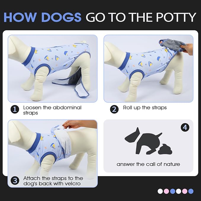 FUAMEY Recovery Suit for Dogs After Surgery,Soft Breathable Dog Bodysuit E-Collar & Cone Alternative Surgical Suit,Male Female Dog Neuter Spay Suits Anti Licking Wounds Onesie Blue Boat L