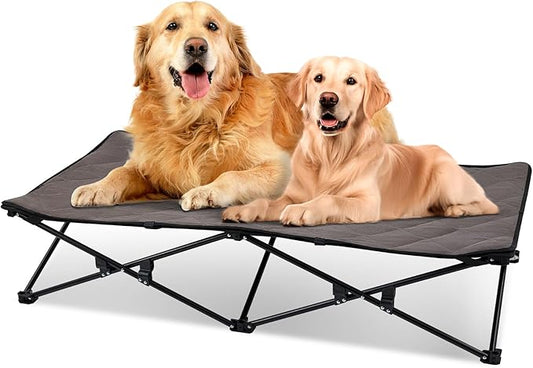 KingCamp Elevated Dog Bed for XL Dogs, Outdoor Raised Cooling Pet Cot Bed with Washable Breathable Mesh & No-Slip Feet Perfect for Camping, Backyard, Indoor Use (XL, Black)