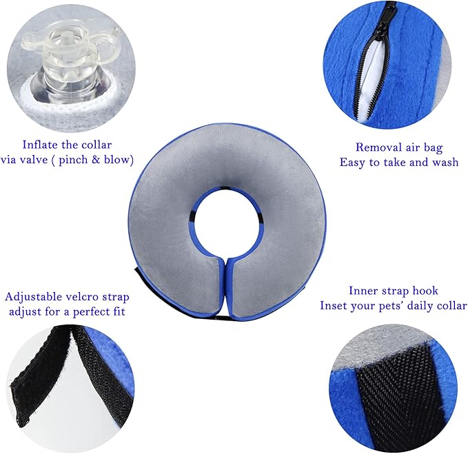Katoggy Protective Inflatable Recovery Collar, Soft Blow-up Dog Cone Collar, Pet Donut Cone Collar, Comfy Elizabethan Collar After Surgery for Large Dog to Prevent from Biting & Scratching