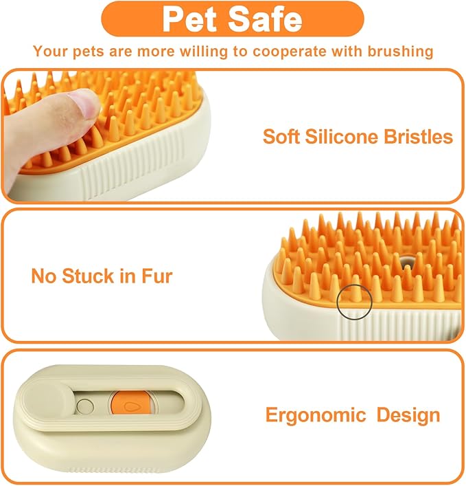 Nepfaivy Pet Steam Brush for Cat - Cat Steam Brushes for Indoor Cats Shedding, Rechargeable Steaming Brush for Dogs, Dog Mist Water Steamer, Pet Spray Hair Removal Comb for Massage Grooming