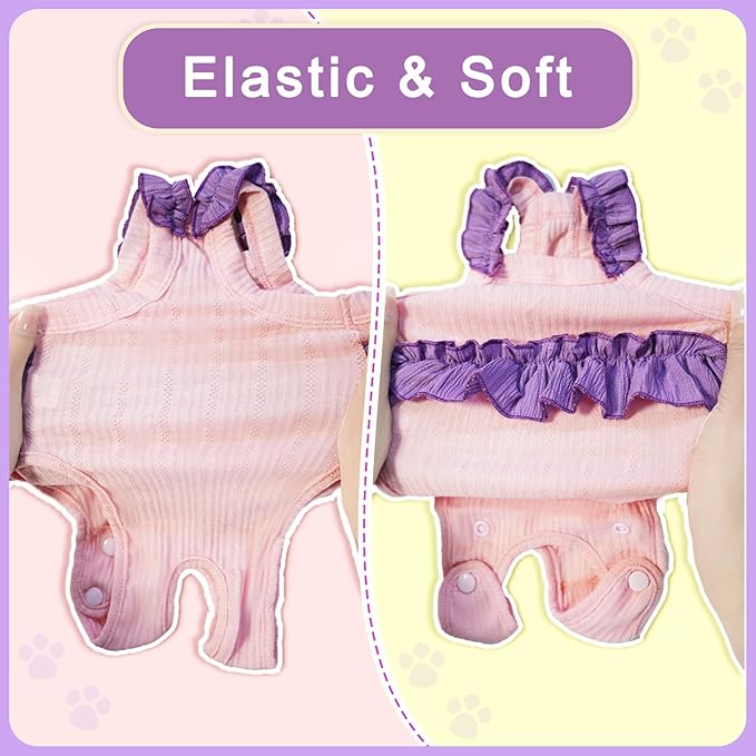 Cat Recovery Suit,Kitten Onesie After Surgery,E-Collar Alternative for Abdominal Wound and Skin Diseases,Soft Breathable Bodysuit After Spay（Pink-s）