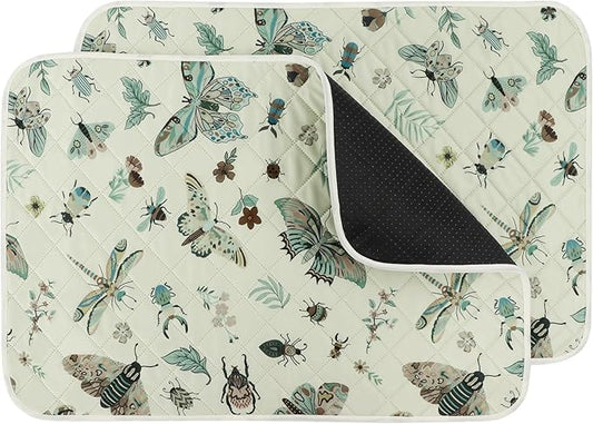 IEUUMLER Washable Pee Pads for Dogs, 2 Pack Insect Pattern Reusable Waterproof Puppy Potty Pads, Non-Slip Absorbent Pet Training Pads for Playpen Crate Bed EU014