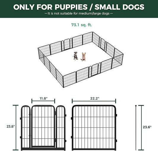 FXW Homeplus Unleashed Indoor Dog Playpen - Stress-Free and Safe Play, Heavy Duty 24 Inch 18 Wire Panels Dog Pen for Puppy and Small Dogs, Black│Patented