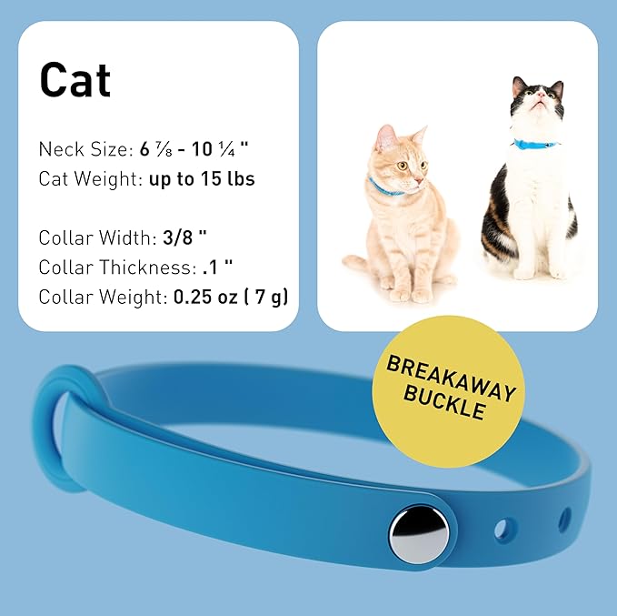Silicone Cat Collars 2 Pack - Soft, Comfortable, and Lightweight Safety Breakaway Collar with Name Tag Ring for Outdoor Cats and Sensitive Skin Kittens by Nuvuq (6 ⅞" to 10 ¼", Blue)