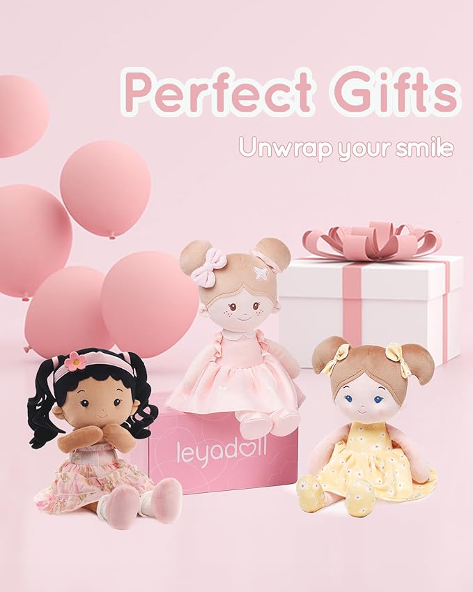 Soft Baby Doll Toys (12''), My First Baby Rag Doll for 1 Year-Old Girl Birthday Gift,Christmas Plush Toys Gift for Toddler Kids Infants Daydream-Princess Petal-Tanned