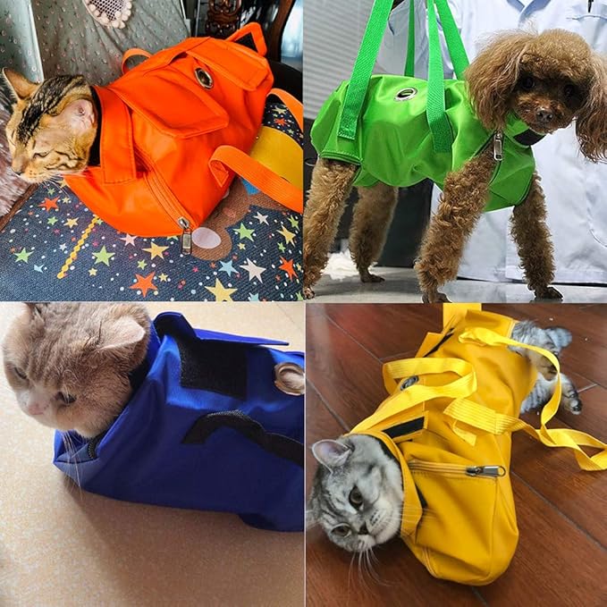 Kukaster Pet Cat’s Restraint Bag for Claw Care Nail Trimming Anti-Scratching Grooming Bag for Cats Medical Examination(Pink-l)