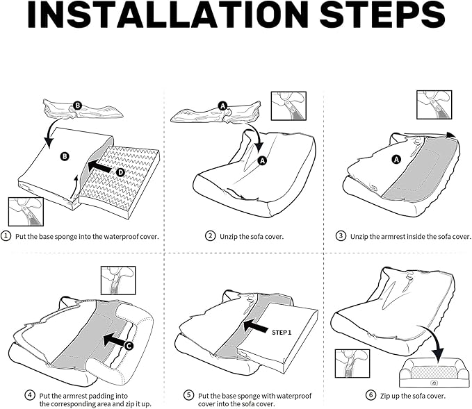 Hollypet Orthopedic Dog Bed for Medium Dogs, Supportive Foam Pet Couch with Removable Washable Cover and Non-Slip Bottom, Waterproof Lining Dog Sofa Bed, Khaki, M (28 * 22.5 * 7.5)