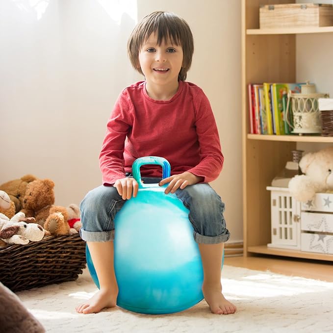 INPODAK Hopper Ball 18 Inch Bouncy Ball with Handle for Kids, Hippity Hop Jumping Hopping Toy for Boys Girls Ages 3-6 with Pump and Gift Box Great Gift for Birthday Holiday