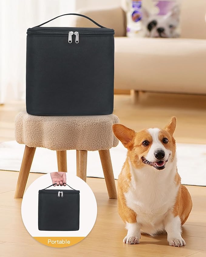 Pet Grooming Bag, Dog Cat Grooming Supplies Organizer Bag Pet Hair Removal Trimming Cleaning Tool Kit Storage Bag (Black)