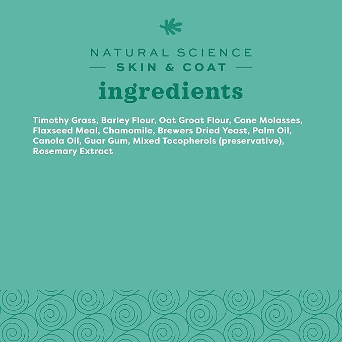 Oxbow Animal Health Natural Science Skin & Coat Support, Supplement for Rabbit & Guinea Pig, Made with Oxbow Timothy Hay, Includes Palm Oil & Omega 3 & 6 Fatty Acids, Made in USA, 4.2 oz Bag