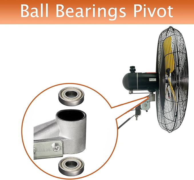 HiCFM 24" Oscillating Wall Fan, 8900 CFM High Velocity Industrial Wall Mounted Heavy Duty Shop Fans with 3 Speed Settings 80° Oscillation for Outdoor Commercial Garage Warehouse workshops Factory