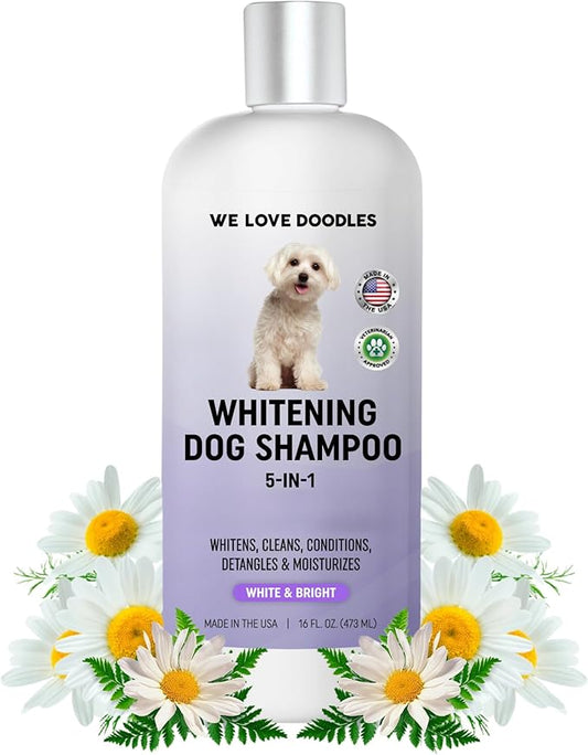 Whitening Dog Shampoo | Made in USA | Brightening Dogs Fur | White & Bright Hair | Removes Stains & Discoloration [We Love Doodles]