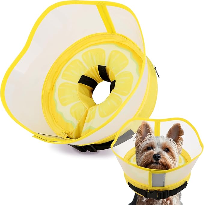 Soft Dog Cone Collar with Anti-Lick Shield, Inflatable Donut Cones Alternative After Surgery for Large/Medium/Small Dogs to Stop Licking, Elizabethan Neck Ecollars of Shame, Comfy Pillow E Recovery