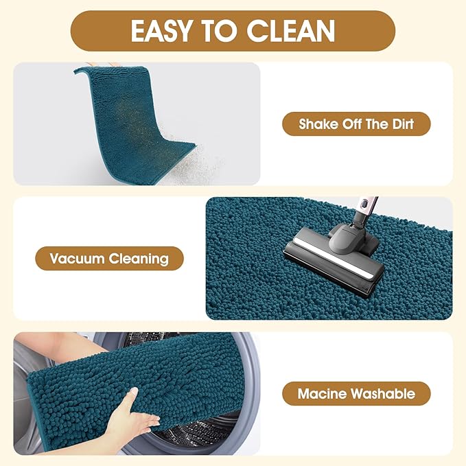 IM HOME 48" x 38" Teal Blue Dog Door Mats for Muddy Paws, Chenille Absorbent Dog Mat, Non Slip Heavy Mud Mat for Dogs, Soft Pet Bed Mat for Entryway, Mud Paws, Inside Floor
