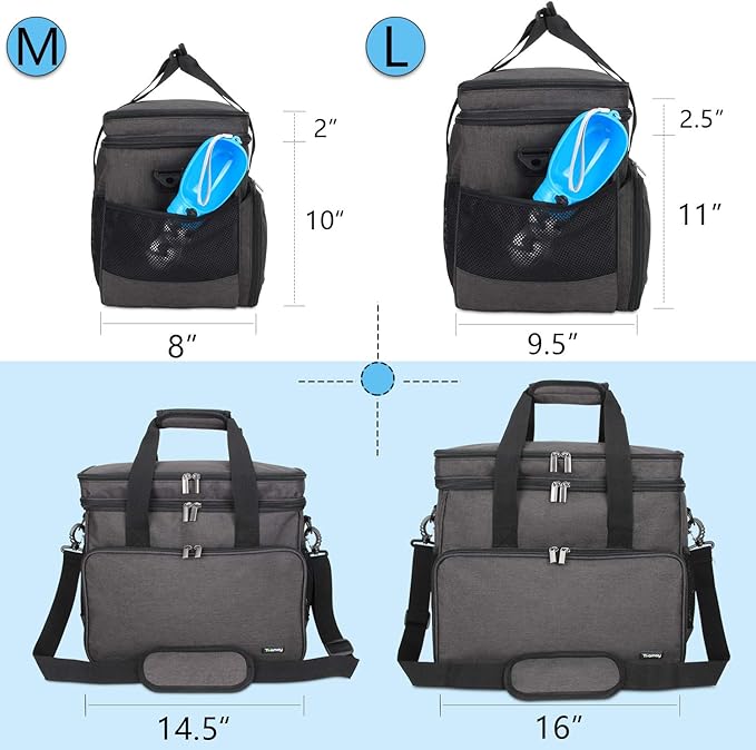 Teamoy Double Layer Dog Travel Bag, Dog Bag for Supplies with 2 Silicone Collapsible Bowls, 2 Food Carriers, 1 Water-Resistant Placemat, Pet Supplies Weekend Tote Organizer (Large, Black)