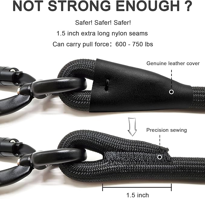 Rope Dog Leash with Two Handles, 6 Foot Heavy Duty Dog Leash with Aviation Aluminum Auto Locking Carabiner, Strong Nylon Pet Lead for Small, Medium, Large Dogs (Navy Blue, 6FT-Two Handle)