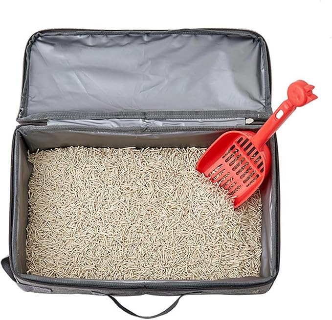 Cat Travel Litter Box, Portable Collapsible Litter Box with Lid, Small Pet Litter Box Leak Proof Litter Carrier for Cat (Rectangular)