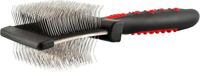 Jeffers Pet Double Sided Grooming Slicker Brush for Dogs, Cats, Puppies – Flexible Head with Stainless Steel Pins – Detangler Tool for Mats, Loose Fur, Shedding – Home or Professional Use - Small