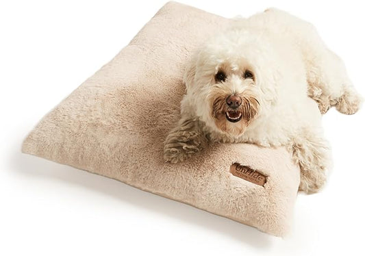 UnHide Floof Pet Pillow - Extra Soft Dog Bed Pillow- Removable Faux Fur Cover - Machine Washable - Helps Ease Pet Anxiety & Provides The Perfect Sleep, 36 x 42 x 5, Large - Beige