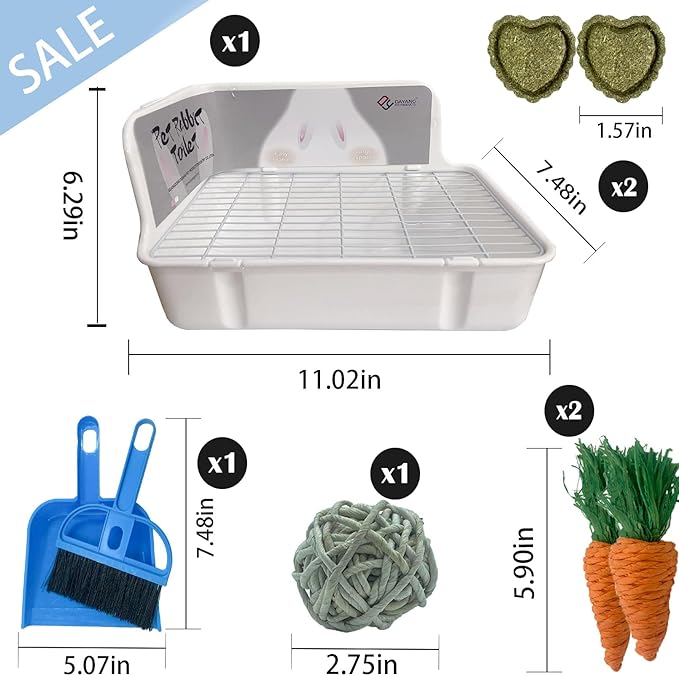 kathson Rabbit Litter Box,Bunny Potty Training,Plastic Square Small Animal Toilet,for Hamster Chinchilla Ferret Hedgehog Gerbil(White)