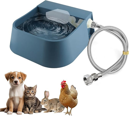 Dog Automatic Water Bowl for 3/4” GHT Male Faucet, 2L Outdoor Auto Fill Water Dispenser with 5ft Water Hose