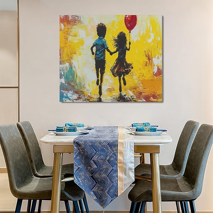 Framed Large Banksy Wall Art for Living Room, Oversized Colorful Graffiti Children Wall Decor, Peaceful Canvas Painting Pictures Modern Artwork Home Decoration for Living Room Bedroom 60"x30"