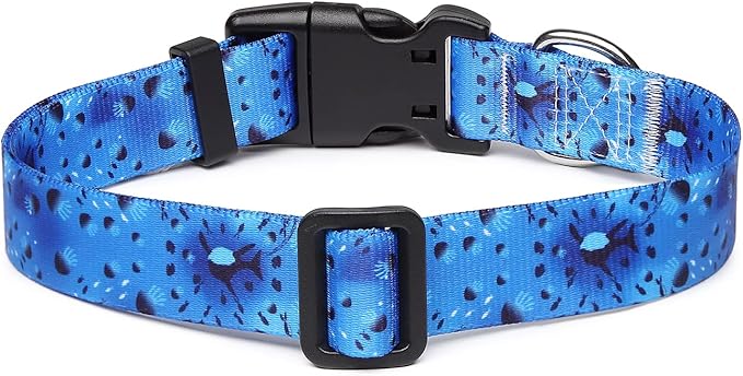 Mercano Adjustable Dog Collar - Special Design Patterns, Soft Nylon Comfortable Durable Pet Collar for Small Medium Large Dogs (L, Blue Ocean)