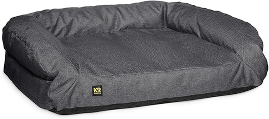 K9 Ballistics Tough Bolster Orthopedic Sofa Dog Bed with Removable Washable Cover - Durable, Water Resistant with Nonskid Bottom - Small, Titanium Premium Finish