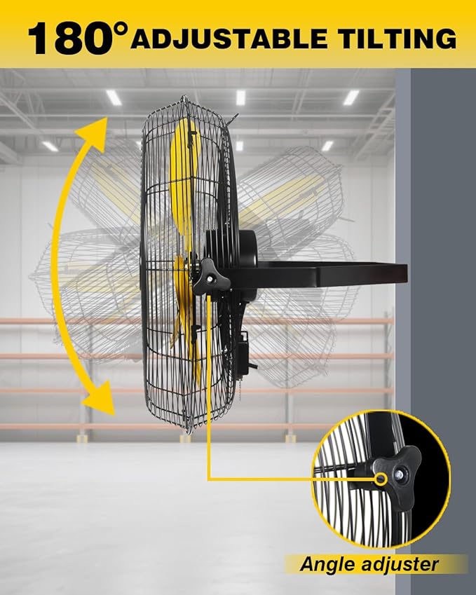 VENTISOL 20 Inch Waterproof Wall Mount Fan, High Velocity 3-Speeds 4650 CFM Heavy Duty for Home, Workshop, Industrial, Barn, Greenhouse, ETL Listed