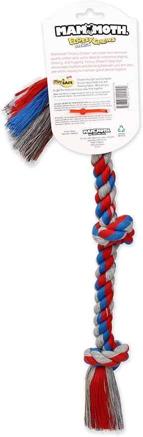 Mammoth Flossy Chews Rope Tug – Premium Cotton-Poly Tug Toy for Dogs – Interactive Rope Toy (Colors May Vary)